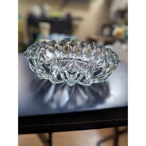 KIG Indonesia Decorative Diamond Cut Crystal Glass Candy Bowl Trinket Dish Vtg